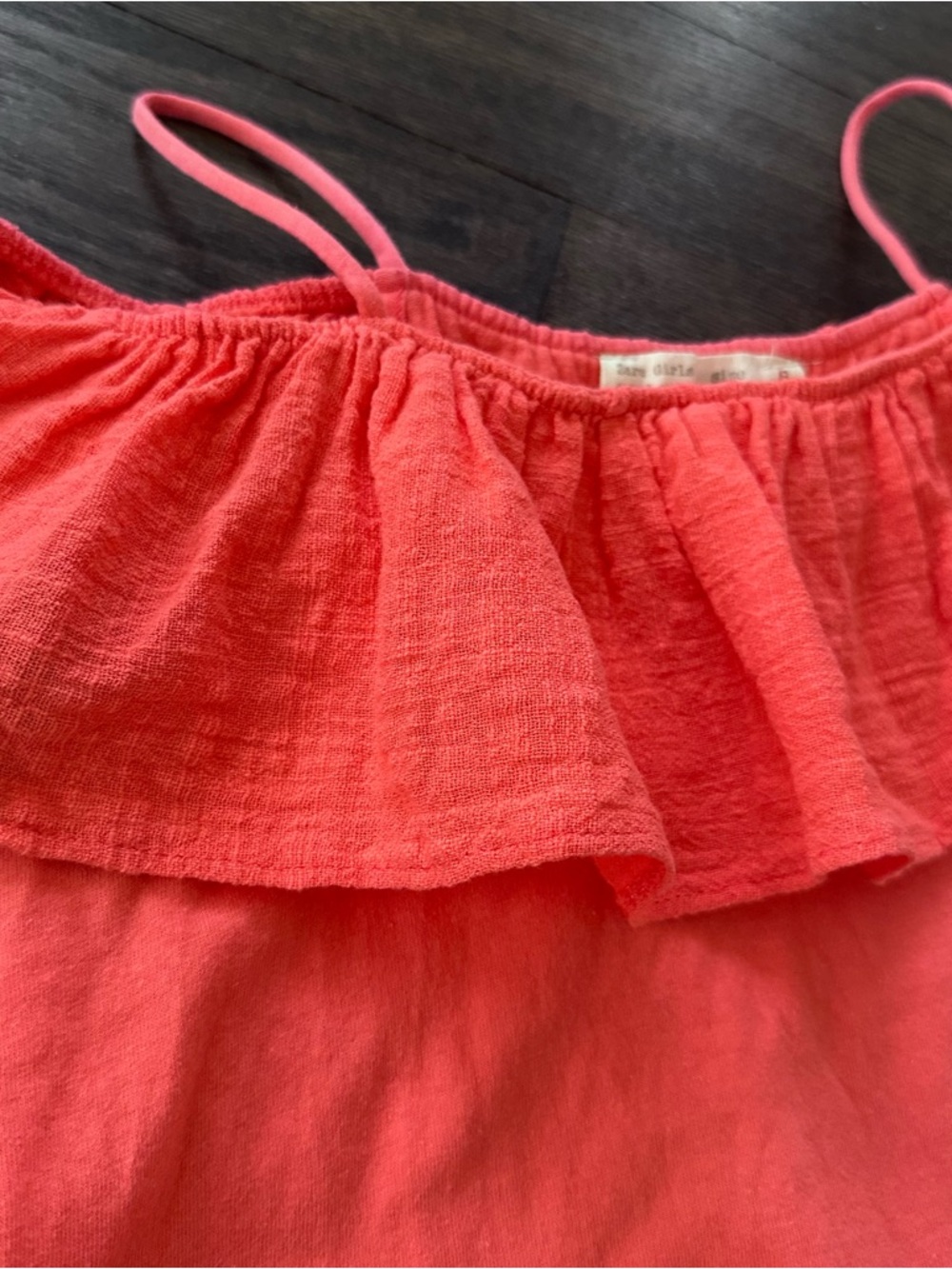 Zara Girls Coral Off-Shoulder Ruffle Top Size 8 (128 cm)